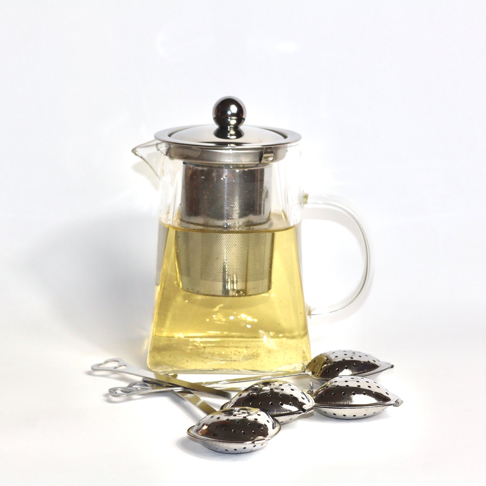Топлоустойчив стъклен чайник с неръждаема стомана, 550ml Bio Bliss